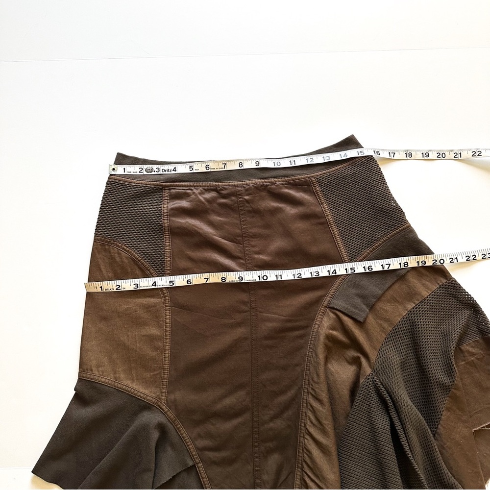 Vintage Plein Sud Rare Asymmetrical Multi Fabric & Texture Brown Skirt F40 /8 US - Picture 13 of 16